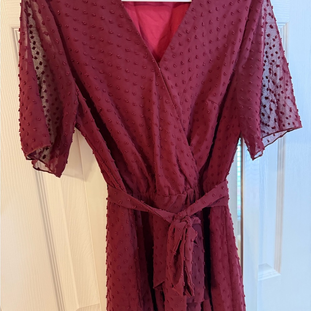 Elegant Burgundy Wrap Dress